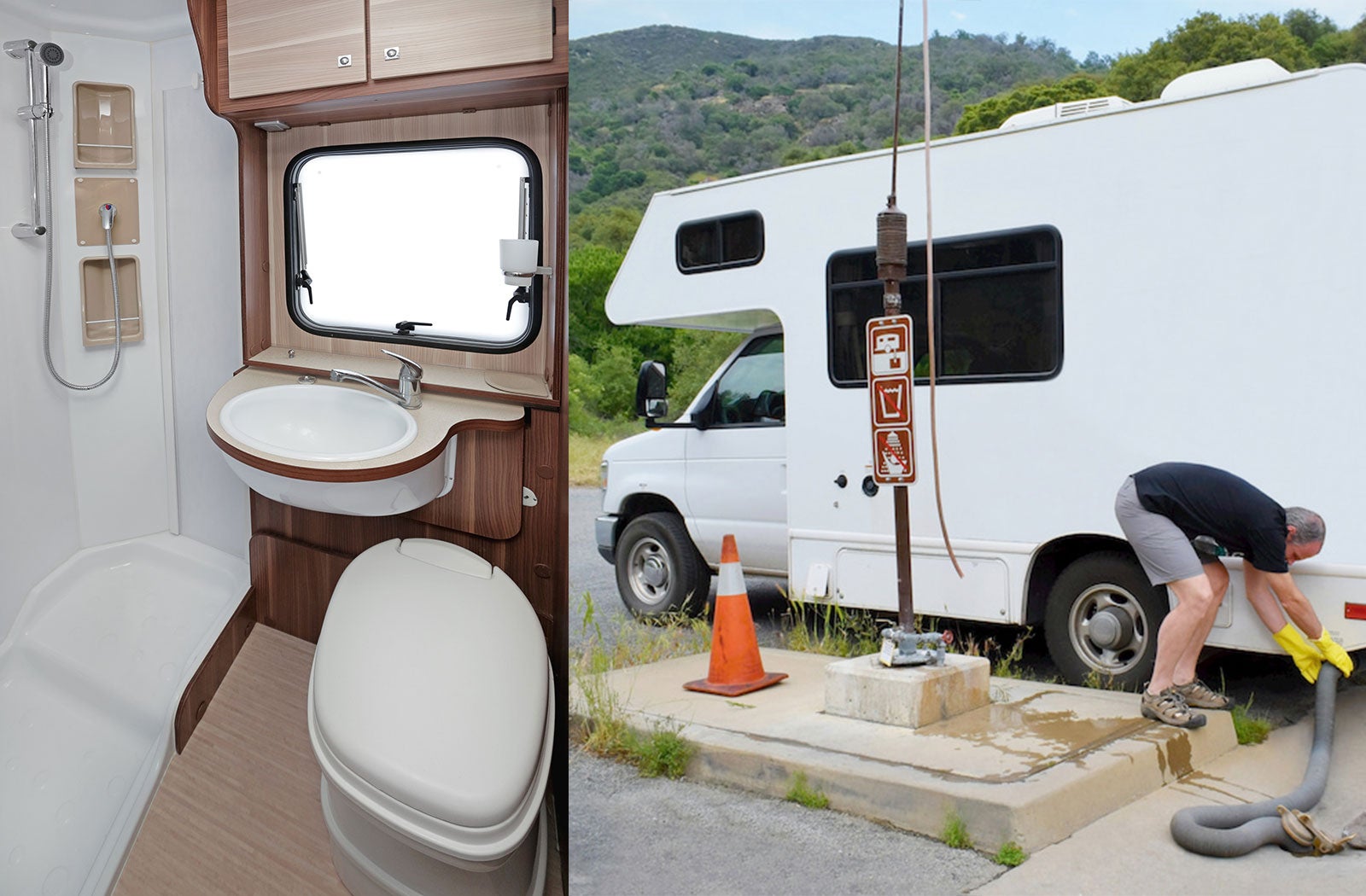 Portable RV/camper toilet and holding tank setup in Rock Hill, South Carolina